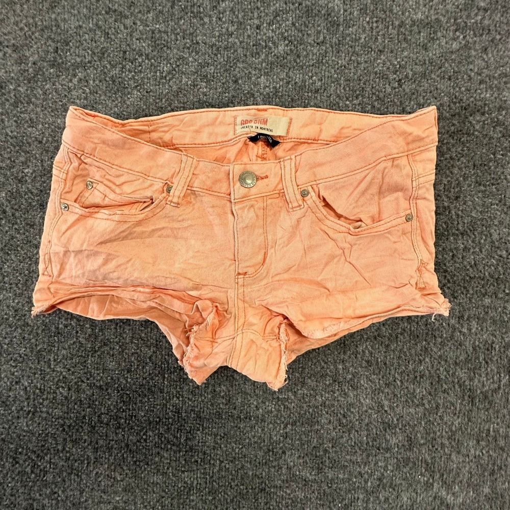 GRG DNM Denim Shorts Womens Size 3 Peach Orange Raw Hem Stretch Casual Summer
